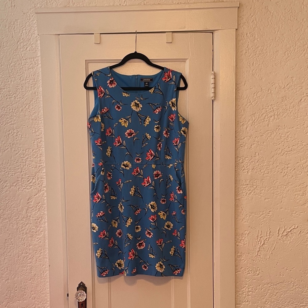 Lands End floral pointe sheath dress.